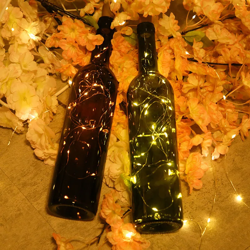 

Светодиодные светильники в форме винных бутылок 2 м 20 светодиодов в форме пробки, медный провод, цветная мини огни для наружных Свадебные Ро...