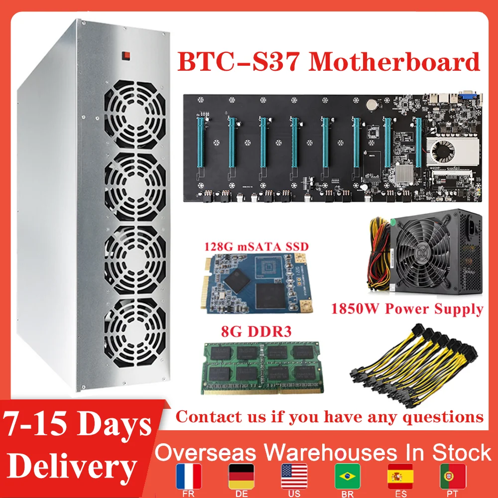 

Семейная майнинговая материнская плата BTC, набор 8 устройств для майнинга, слот для видеокарты, адаптер памяти, встроенный интерфейс VGA, низк...