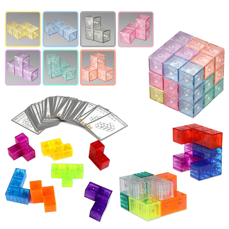 Детские радужные прозрачные блоки строительные головоломки игрушки куб сомы