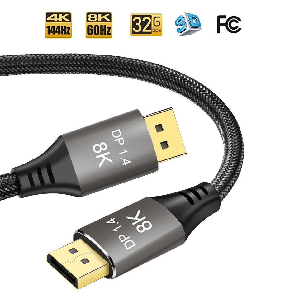 Кабель DisplayPort 8K кабель 1 4 DP к поддержка @ 60HZ 4K 120HZ Ycbcr 4:4:4 eARC HDCP CEC EDID скорость