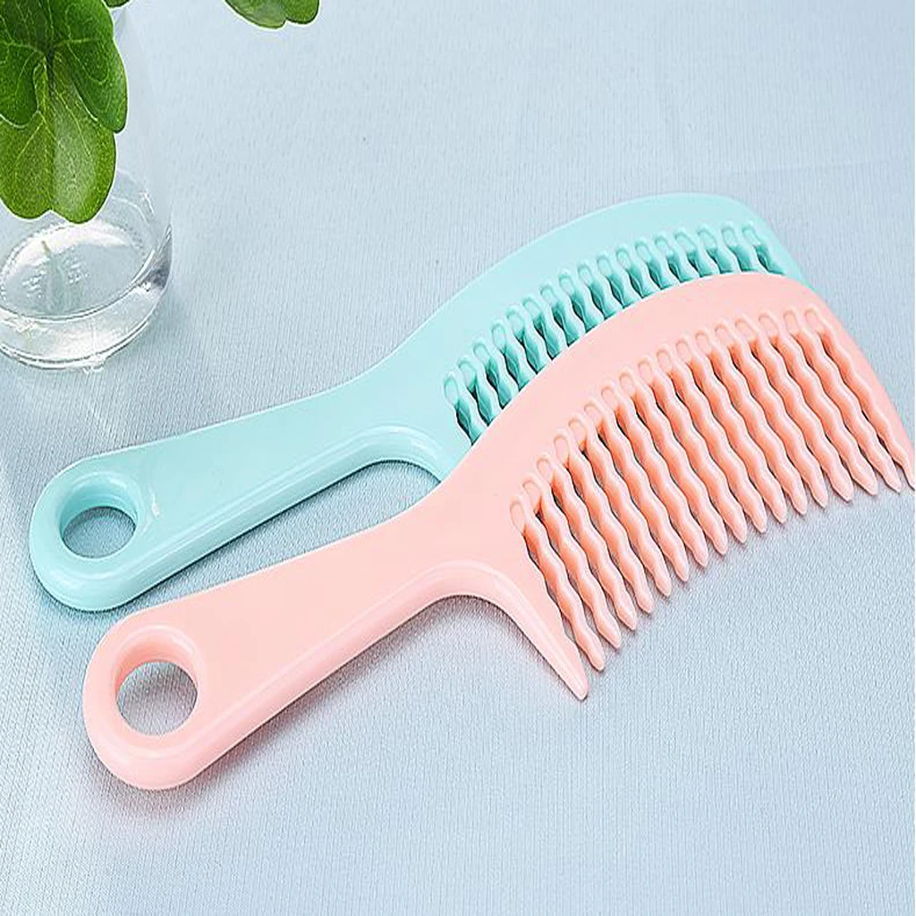 

2 PCS Detangle Comb With Handle Curved Teeth Comb For Curly Hair Wavy Tooth