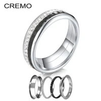 cremo bling bling rings stainless steel ring set femme combination interchangeable jewelry wedding band gift
