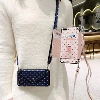 gold star card holder phone case with crossbody lanyard for iphone 7 8 6s plus se xr xs 11 12 13 pro max strap cord wallet cover
