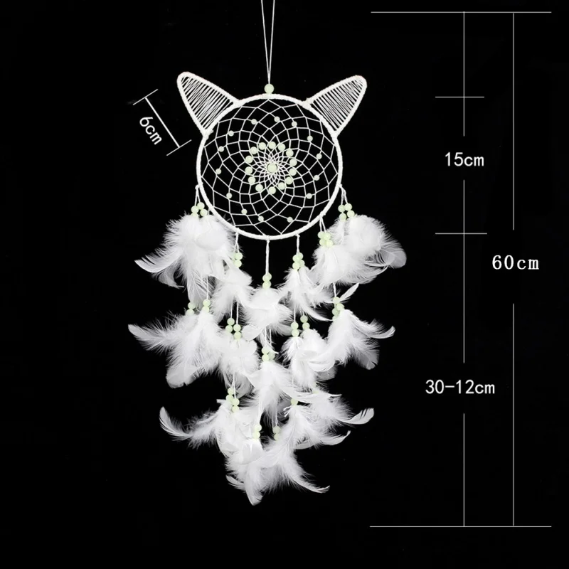 

Luminous Dream Catcher Handmade Ornament Car Pendant Wind Chimes Feather Decoration Home Decor & Wall Hanging Adornment