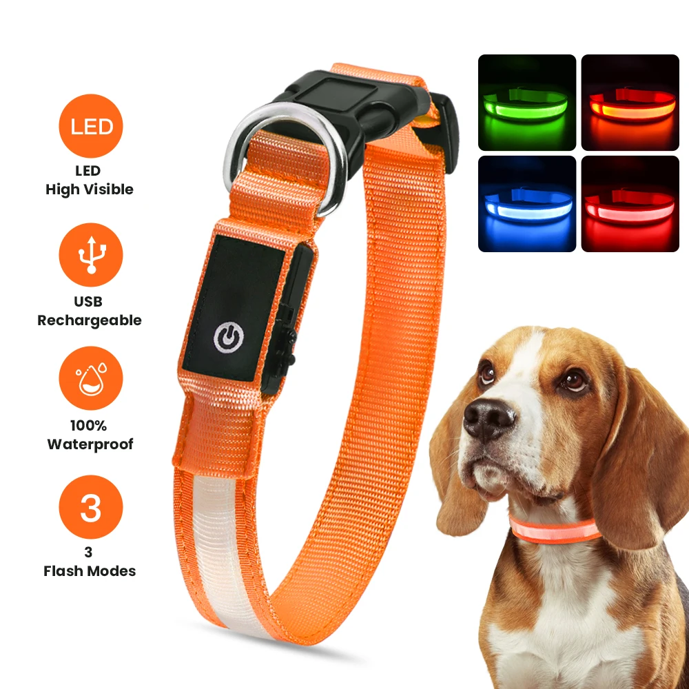 Ошейник с мигасветильник светом безопасное светящееся нейлоновое ожерелье со