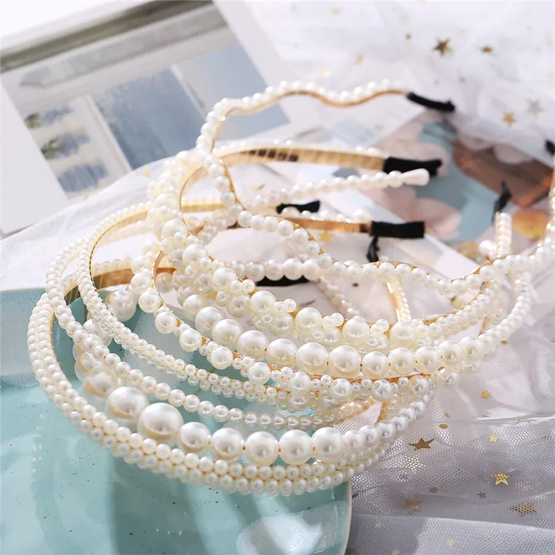 

Fashion Big Pearl Headband For Women Girls Hair Hoop Vintage Hairband New 2021 Hair Accessories Jewelry Headwear