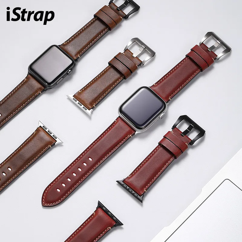 

iStrap genuineleather watch accessories for apple watch strap 40mm 38mm brown apple watch band series 1 2 3 4 iwatch 4 bracelet