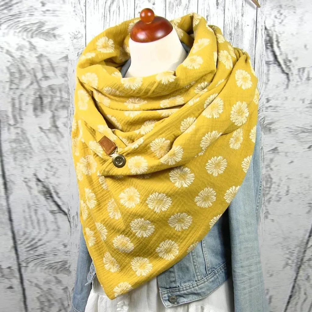 Fashion Women Scarve Soild Dot Printing Button Soft Wrap Casual Warm Scarves Shawls fashion Leisure Comfortable soft personality |