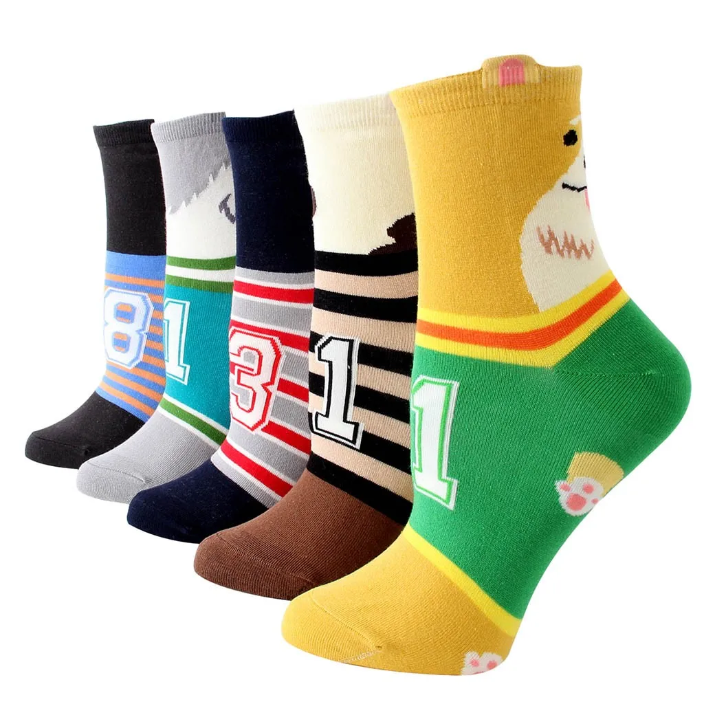 Носки женские хлопковые зимние с принтом собаки 5 пар|Чулки| |