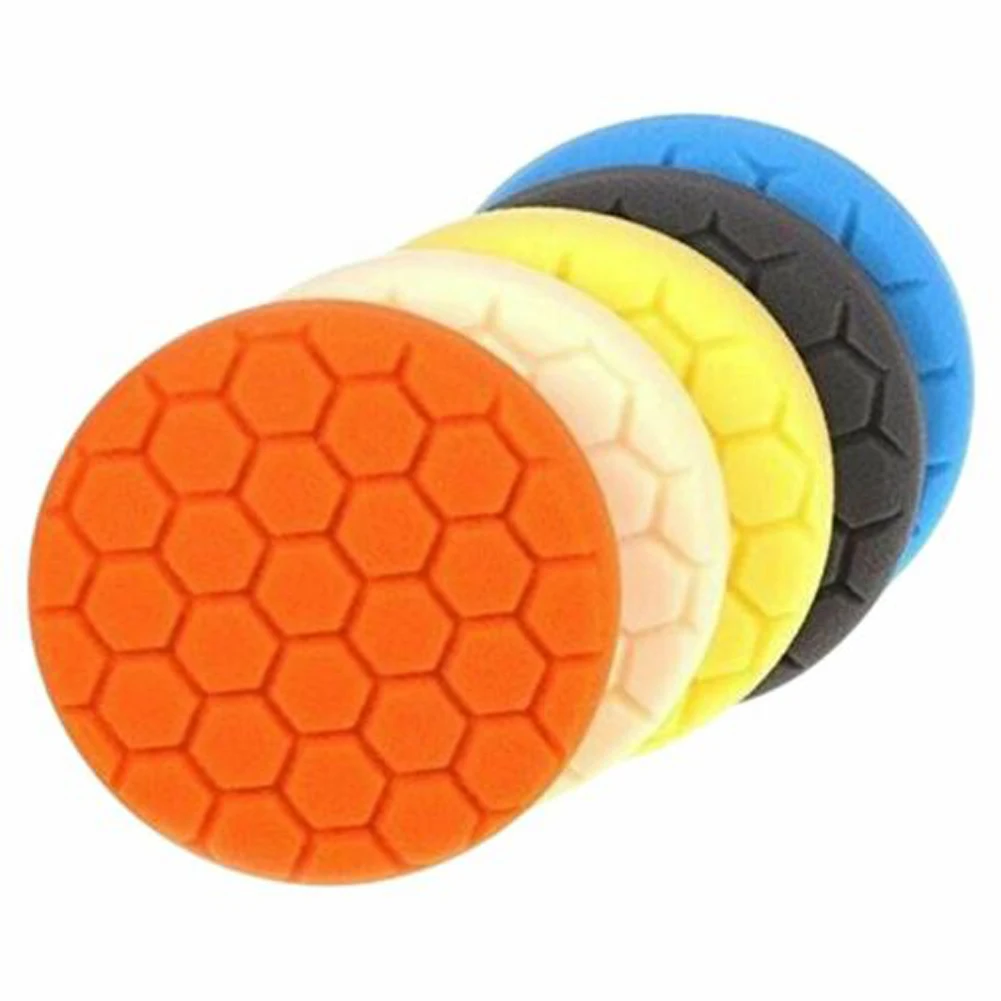 

5 PCS Car Waxing Buffing Sponge Pad 3/4/5/6/7 Inch Auto Care Repair Tools Hexagonal Sponge Wave Point Diamond Polishing Disc