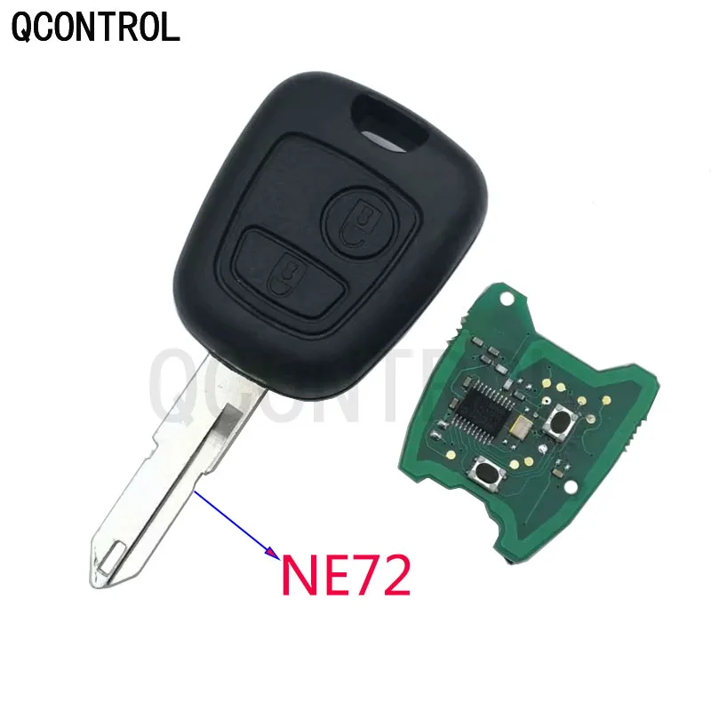 QCONTROL 2 кнопки NE72 лезвие дистанционного ключа Fob контроллер для PEUGEOT 206 433 МГц с PCF7961
