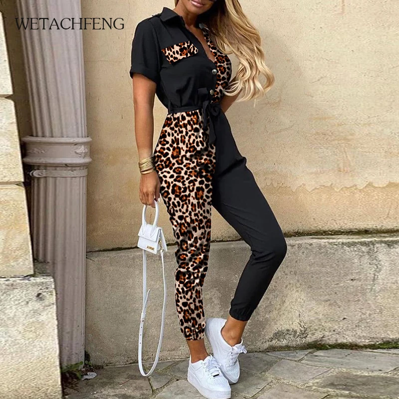 2020 Модный женский черный комбинезон повседневный летний Боди с поясом футболки