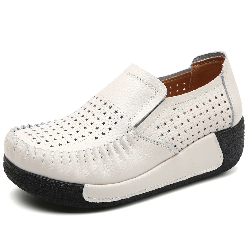 

Woman Vulcanize Shoes Leather Punch Casual Sneakers Girls Sport Summer Increasing Fashion Hollow Casual Shoes !