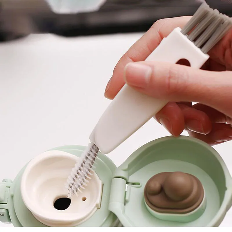 

1PCS Three Cleaning Brushes Multifunctional In One Water Bottle Cover Portable Nursing Bottle Juice Container Cup Lid Brushes