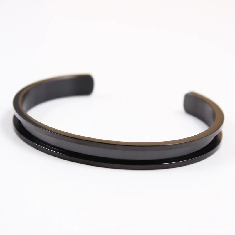 7mm black S02 Розовое золото цвет серебристый цвет открыт манжета браслеты для женщин мужские ювелирные изделия черные браслеты ручные аксессуары регулируемые - Окраска металла: 7mm black S02