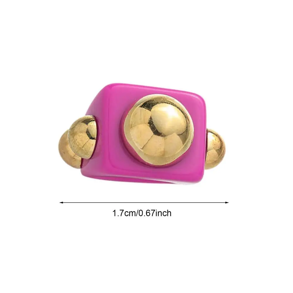 

Y2K Retro Resin Acrylic Ring Cute Colorful Gold Metal Ring Jewelry Transparent Handmade Trendy Rings For Women Girls Children