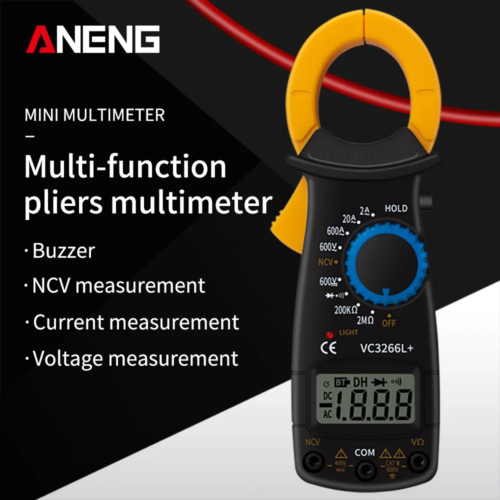 VC3266L Digital Clamp Meter Ampere Meter Multimeter High Precision Clamp Ammeter 600V AC/DC Ohm Current Voltage Tester Voltmeter