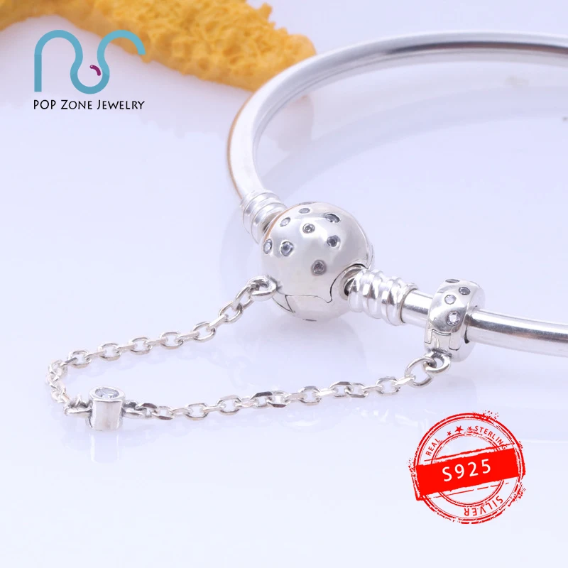 

S925 Sterling Silver Bracelet Brand Original 1:1 With Logo Pan True Love Ball Chain Bangle DIY Luxury Female Qualified Jewelry
