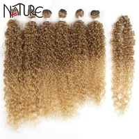 nature black hair bundles afro kinky curly synthetic hair extensions 7 pcs 22 26 inch ombre brown hair weave bundles curly hair