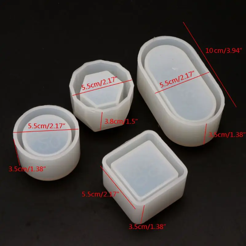 

4Pcs DIY Box Silicone Resin Molds Kit Mini Round Square Flower Pot Storage Mold Dried Flower Resin Decorative DIY Hand Crafts