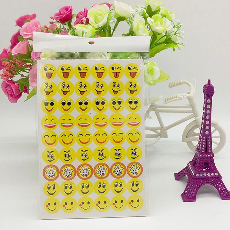 Наклейки со смайликом 10 листов милые смешные наклейки декоративные игрушки