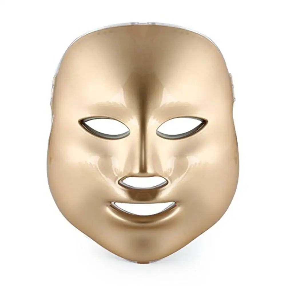 gold no retail box Светодиодный маска для лица, терапия, 7 цветов, светильник, фотон, уход за кожей лица, омоложение, удаление морщин и акне, красота лица, спа - Цвет: gold no retail box
