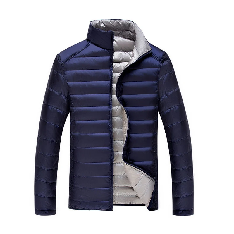 Navy Blue 5XL 6XL 7XL 90% белый утиный пух, зимняя теплая куртка, пальто, мужские тонкие сверхлегкие пуховики, мужская верхняя одежда, пальто - Цвет: Navy Blue
