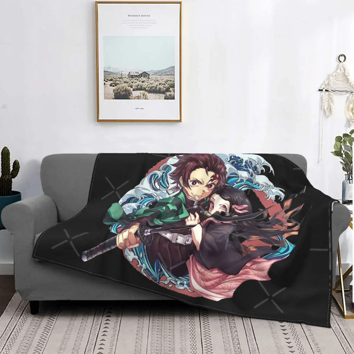 

Рассекающий демонов-Manta a cuadros para cama, colcha de lana, 135