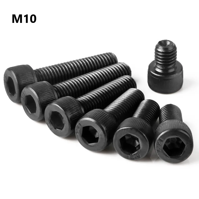 

M10 Bolt 12.9 Grade Alloy Steel Black Hexgon Socket Screw M10*10 12 18 80 90 100 110 120 130 140 150mm Balck Screw Full Thread