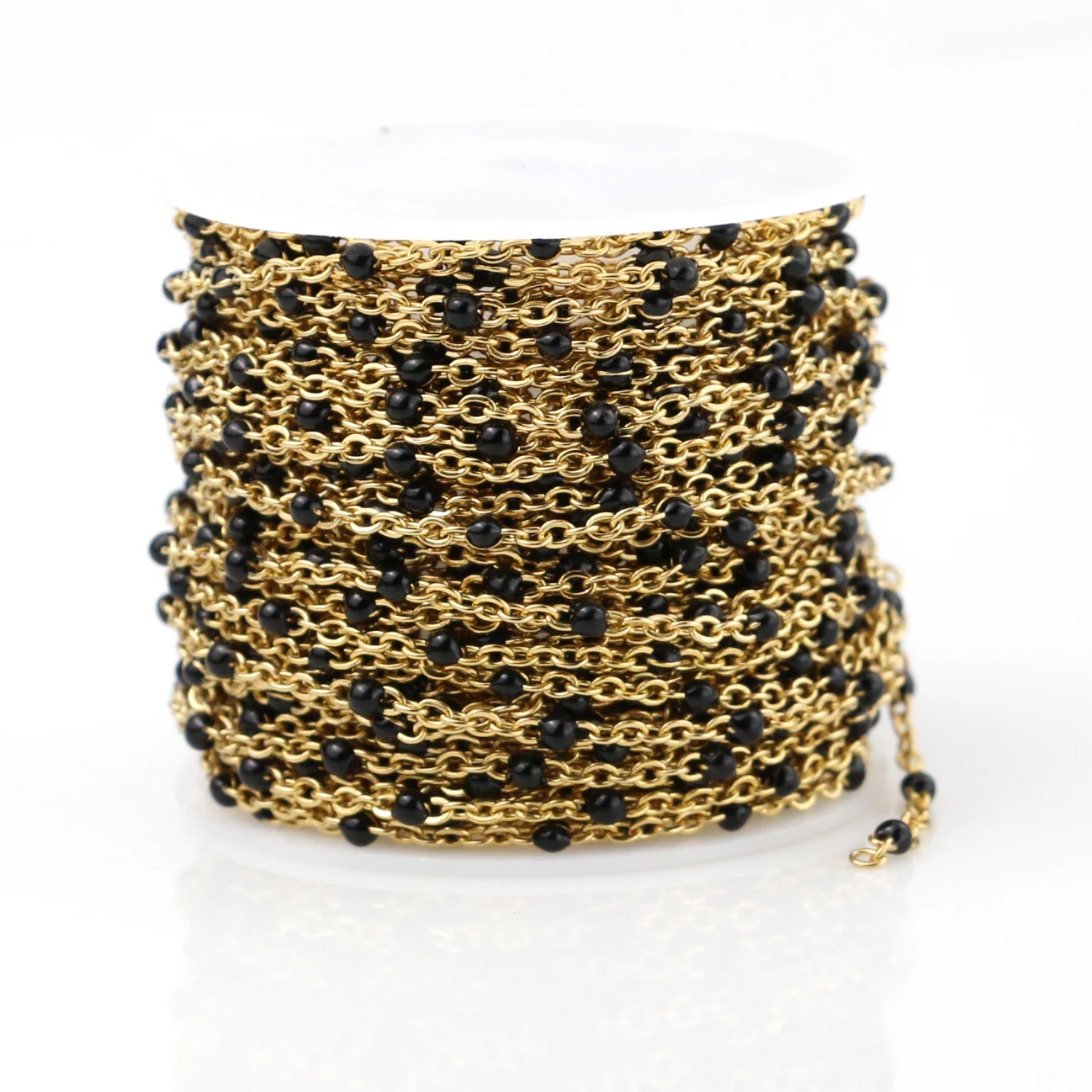 Gold black Width2mm Нержавеющая сталь кабель цепочка с эмалевой подвеской оптом синий/черный/белый/красный/фиолетовый звено цепи Цепочки и ожерелья материалы для самостоятельного изготовления украшений оптом - Цвет: Gold black