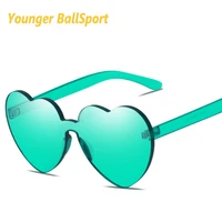 candy color love sunglasses trendy peach heart frameless pc one piece marine sunglasses cycling women sunglasses fashion gift