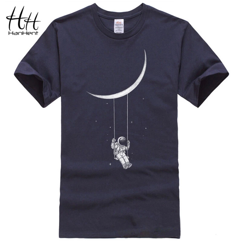 HanHent креативный дизайн астронавт исследуйте луну модная футболка мужская летняя