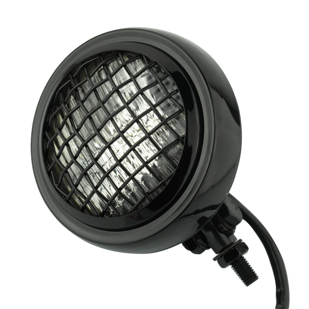 Black with Clear Универсальная мотоциклетная фара гриль маска круглая передняя фара монтажный жесткий чехол - Цвет: Black with Clear