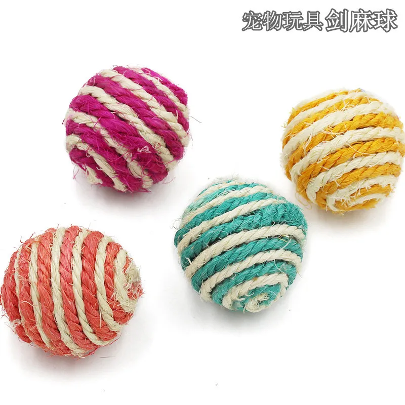 ПЭТ сизаля конопли мяч кошка вязаная игрушка ловля мяча интерактивный для кошки