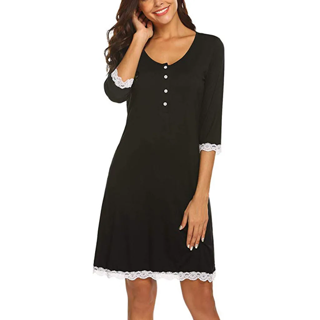 Пижамное платье для беременных кружевные ночные рубашки кормящих матерей