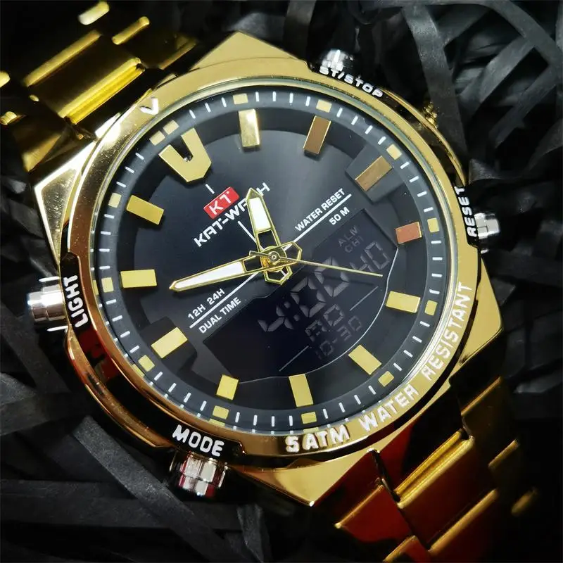 

Chronograph 2022 Watch For Men's KAT-WACH Top Brand Luxury Fashion Sport Military Gold Quartz Wrist Watches Man Clock Wristwatch