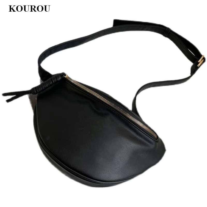 

Bags 2021 spring new Korean version of the design dumpling bag female messenger leather chest bag retro shoulder bag tide