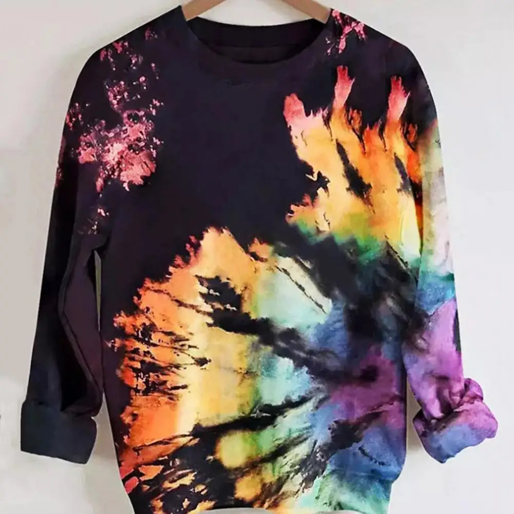 

Women/Men Round Neck Casual Sweatshirts Fashion Tie-Dye Letter Print Sweatshirt 2021 Spring Autumn Long Sleeve Tops Pullover