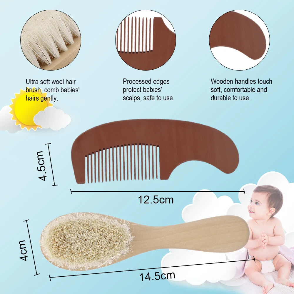 Детская расческа для волос с деревянной ручкой 2 шт.|Расчески| |