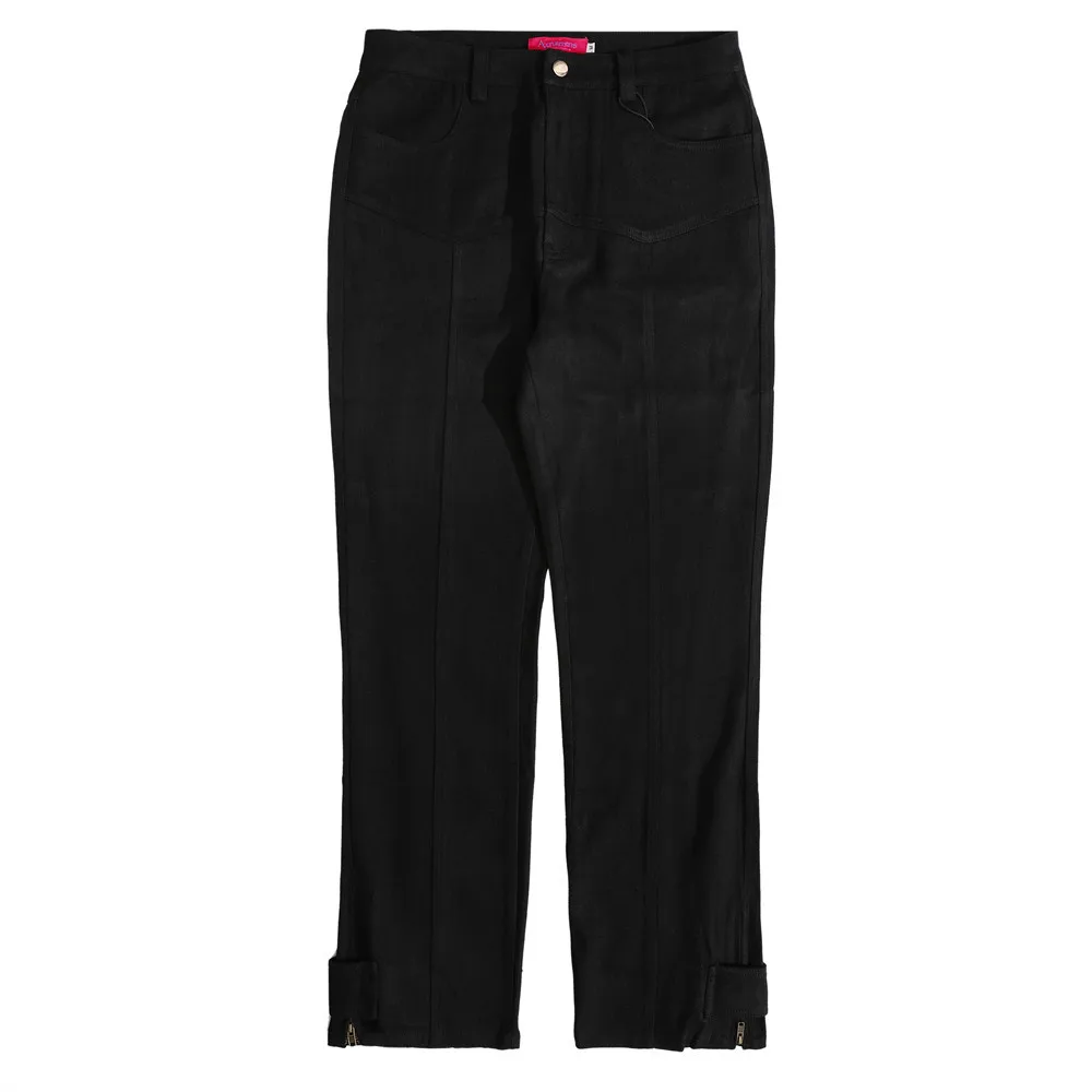 2021 Kpop Purple Number Embroidery Black Stylish Men Straight Jeans Trousers Ankle Zipper Simple Casual Women Baggy Denim Pants