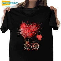 women bicycle flower heart cotton tshirt girl short sleeve t shirt soft 90s harajuku tshirtdrop ship
