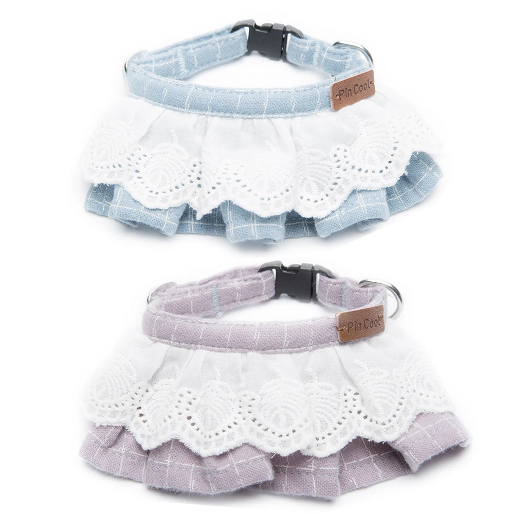 Бандана для кошек собак нагрудники воротник хлопок волна кружево решетка шарф