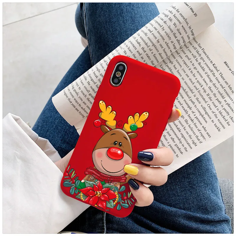 

Popular Christmas New Year Phone Case For iPhone X XS Case Red Gift For iPhone 11 12 Pro Max XR 6S 7 8 Plus SE 2 Soft TPU Cover