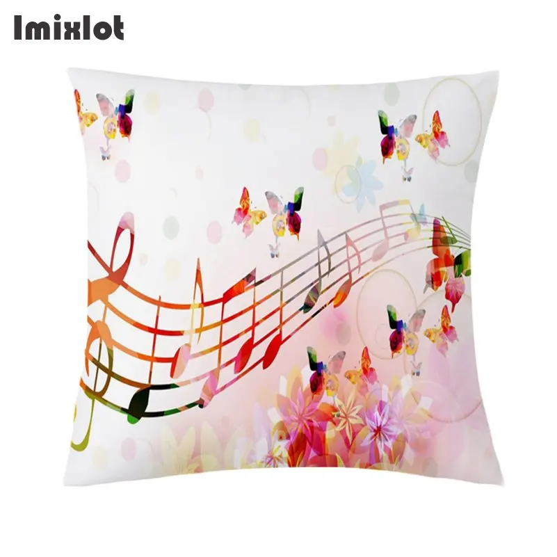 Креативный чехол для подушки с изображением музыкальных заметок наволочка