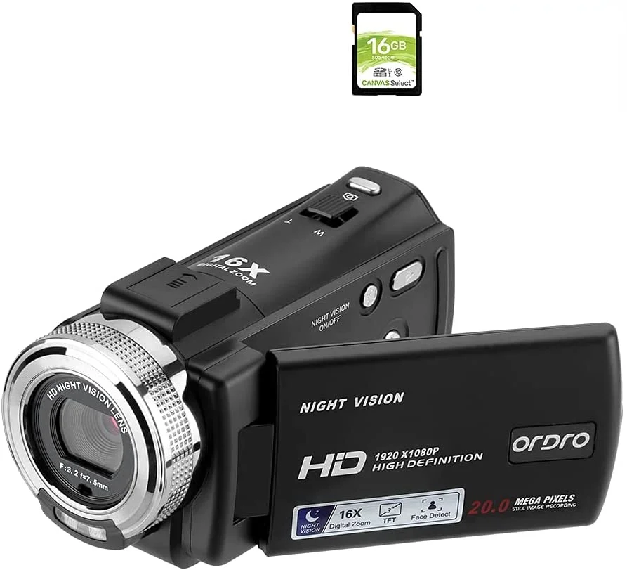

Видеокамера ORDRO HDV-V12 HD 1080P, инфракрасная камера ночного видения, видеокамеры с SD-картой 16 Гб