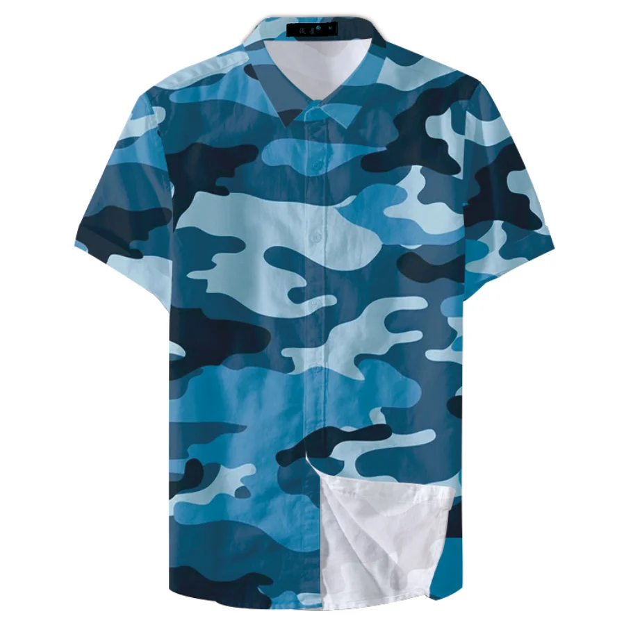 Мужская Повседневная рубашка на пуговицах удобная модная с коротким рукавом и