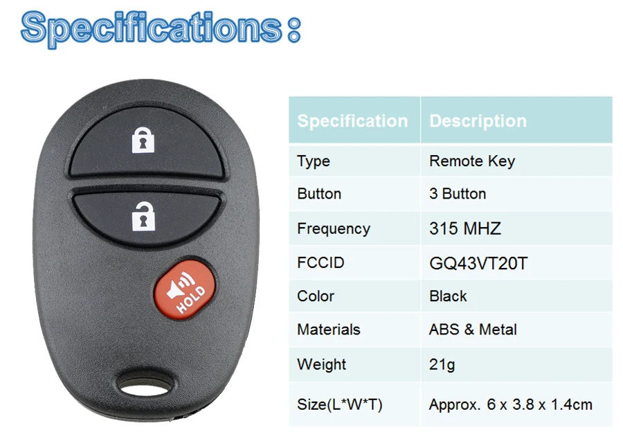 BHKEY 3 кнопки без ключа дистанционного ключа для Toyota GQ43VT20T 315 МГц для Марка Toyota Tacoma HIGHLANDER SEQUOIA Sienna Tundra keys