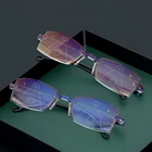 Ультралегкий светильник, очки для чтения без оправы, прогрессивные Мультифокальные очки пресбиопии, синий светильник, блокирующие компьютерные очки + 1,0  + 4,0