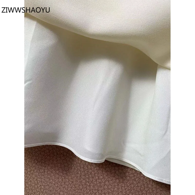 

ZIWWSHAOYU 2021 New Fashion Women Summer Lace Mini Skirt Sleeveless White Cotton Runway Peter Pan Collar Mini Skirt