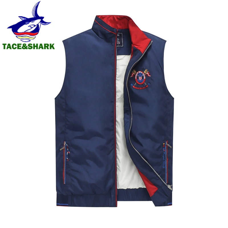 Жилет TACE & SHARK мужской с вышивкой акулы деловой Повседневный пиджак без рукавов